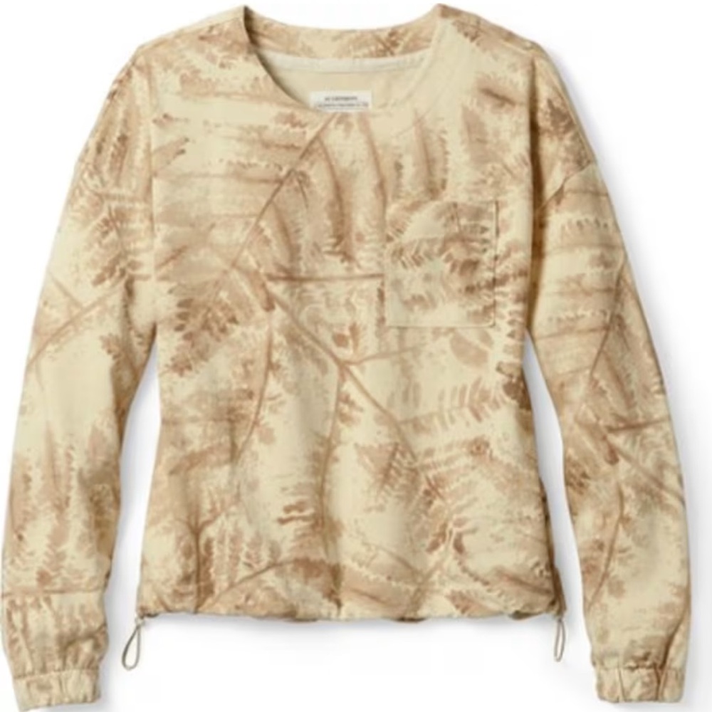 NWT REI Cooperative Women’s Heritage Camp Out Sweatshirt Medium M Neutral Palm